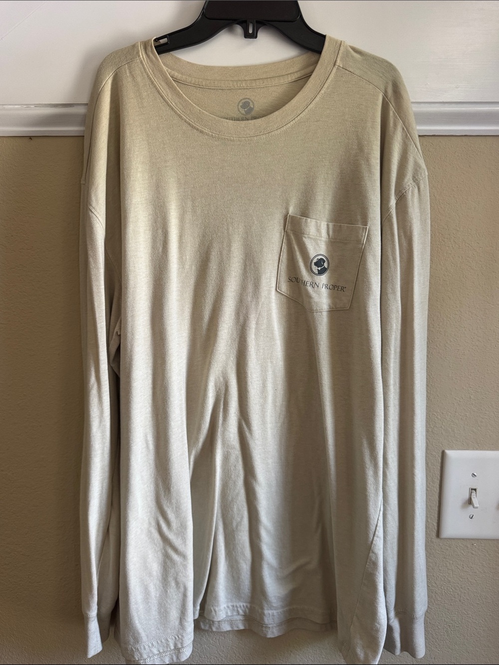 Southern Proper Long-Sleeve Pocket Tee — Cream